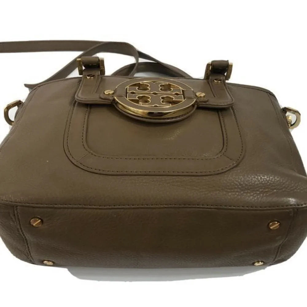 Tory Burch Handbag Satchel Leather Taupe